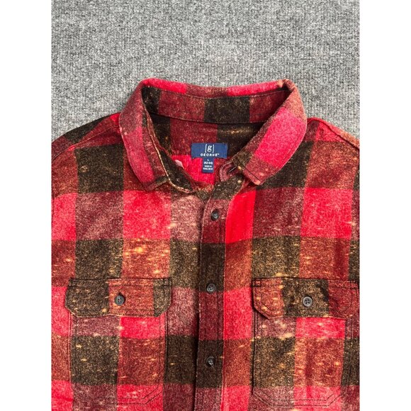 Iowa State Cyclones L Red Plaid Button-Up Flannel Shirt bleached cozy fall - Picture 3 of 7